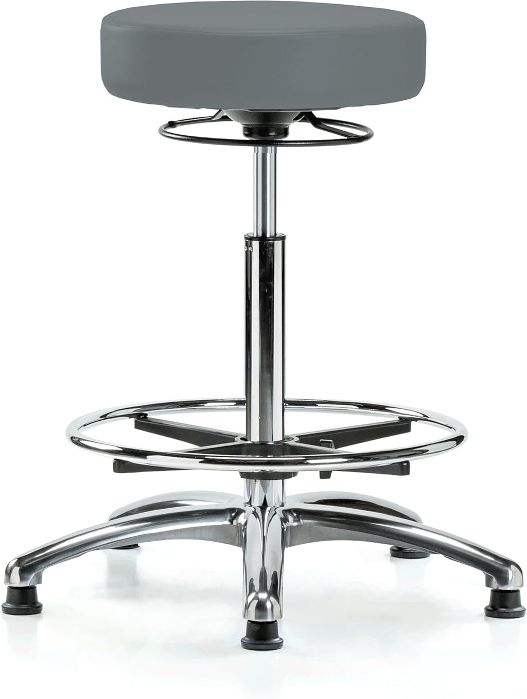 Black Fabric Adjustable Swivel Stool with Footring C519