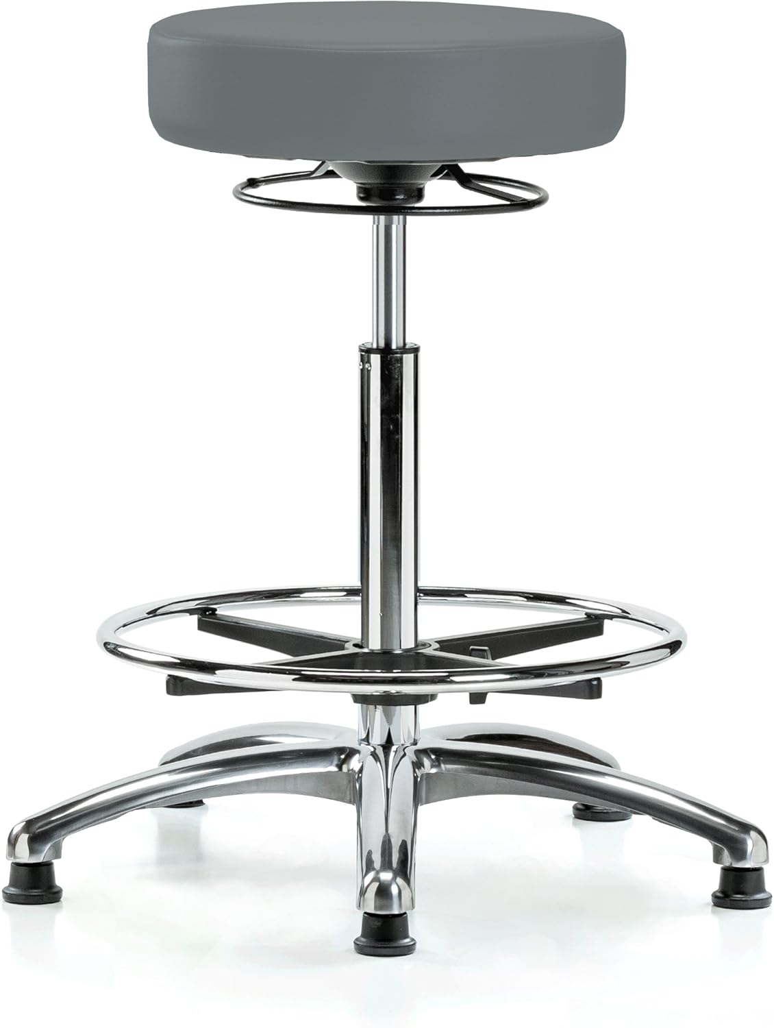 Black Fabric Adjustable Swivel Stool with Footring C519