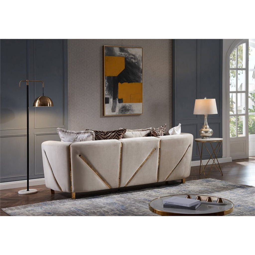 Beige Velvet 2Pc Living Room Set L1575