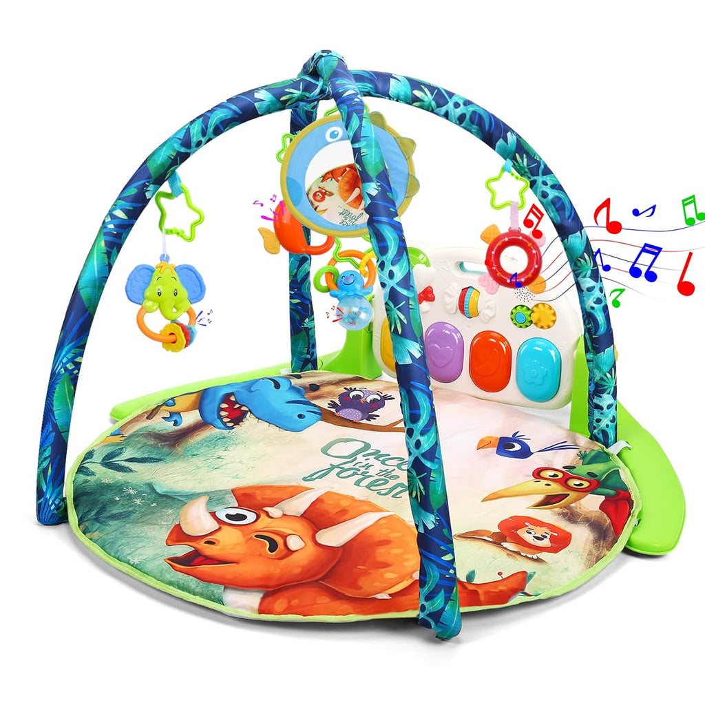 Baby Gym Play Mat with 5 Sensory Teether Toys, Musical Activity Center, Pack of 2 Q597