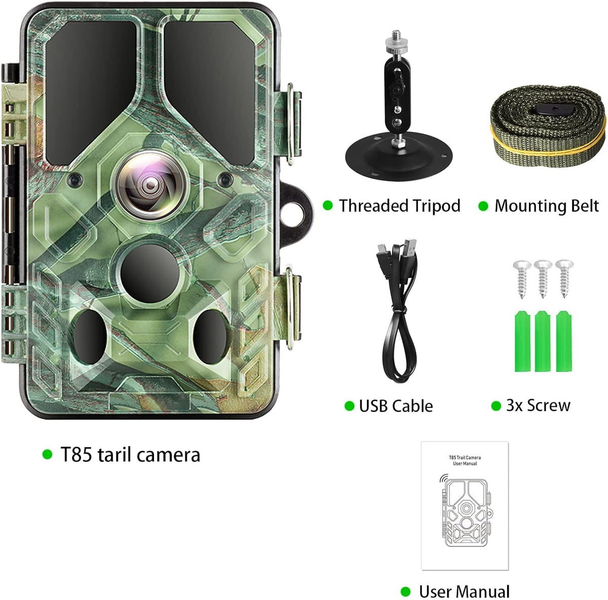 WiFi Trail Camera with Night Vision 65FT Motion Activated IP66 Waterproof Hunting Camera K458597