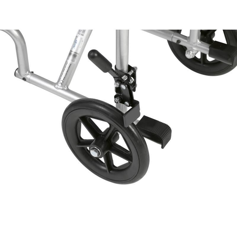 Lightweight Transport Wheelchair, 19x22 Seat, Silver A76782