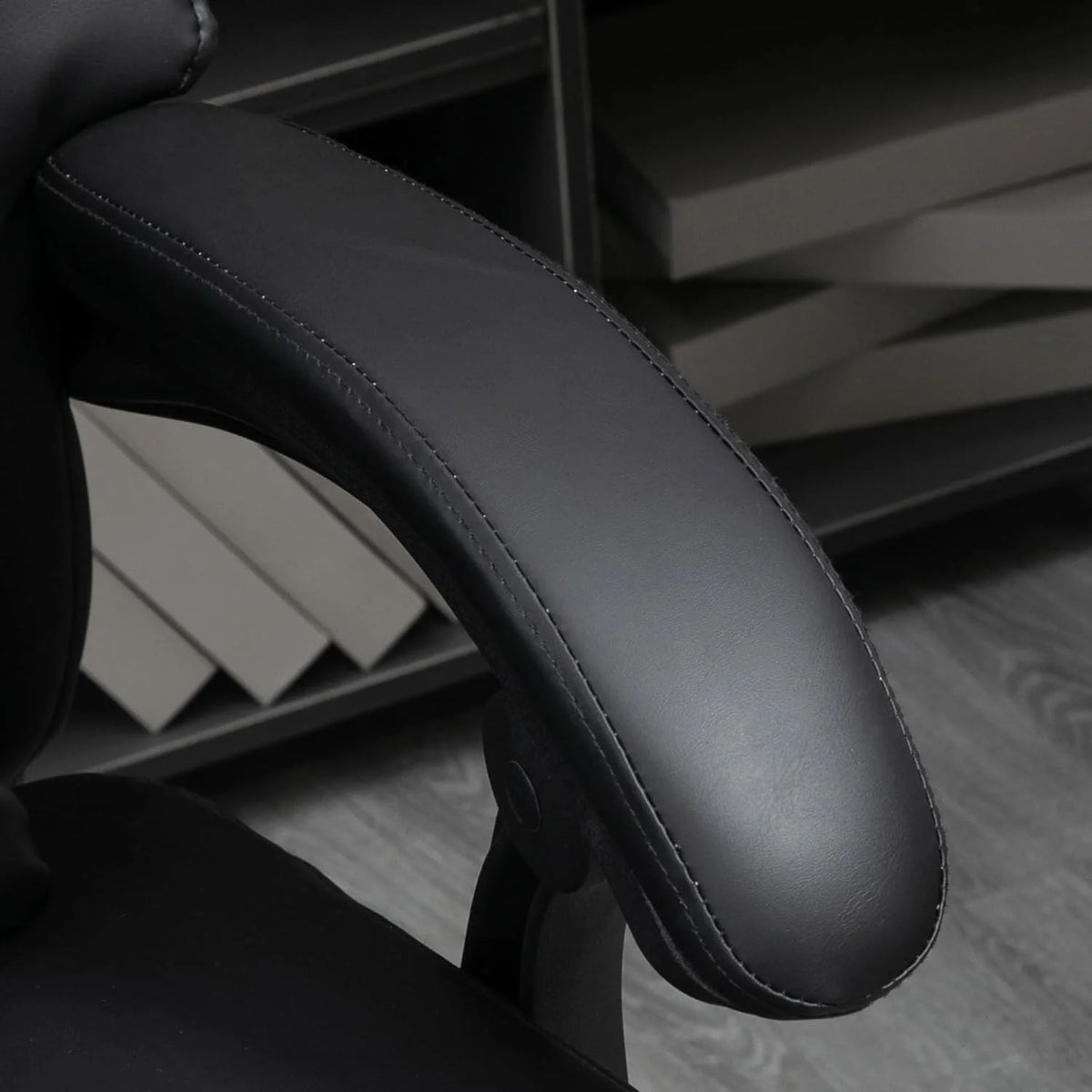 Black PU Leather Reclining Office Chair with Footrest E183