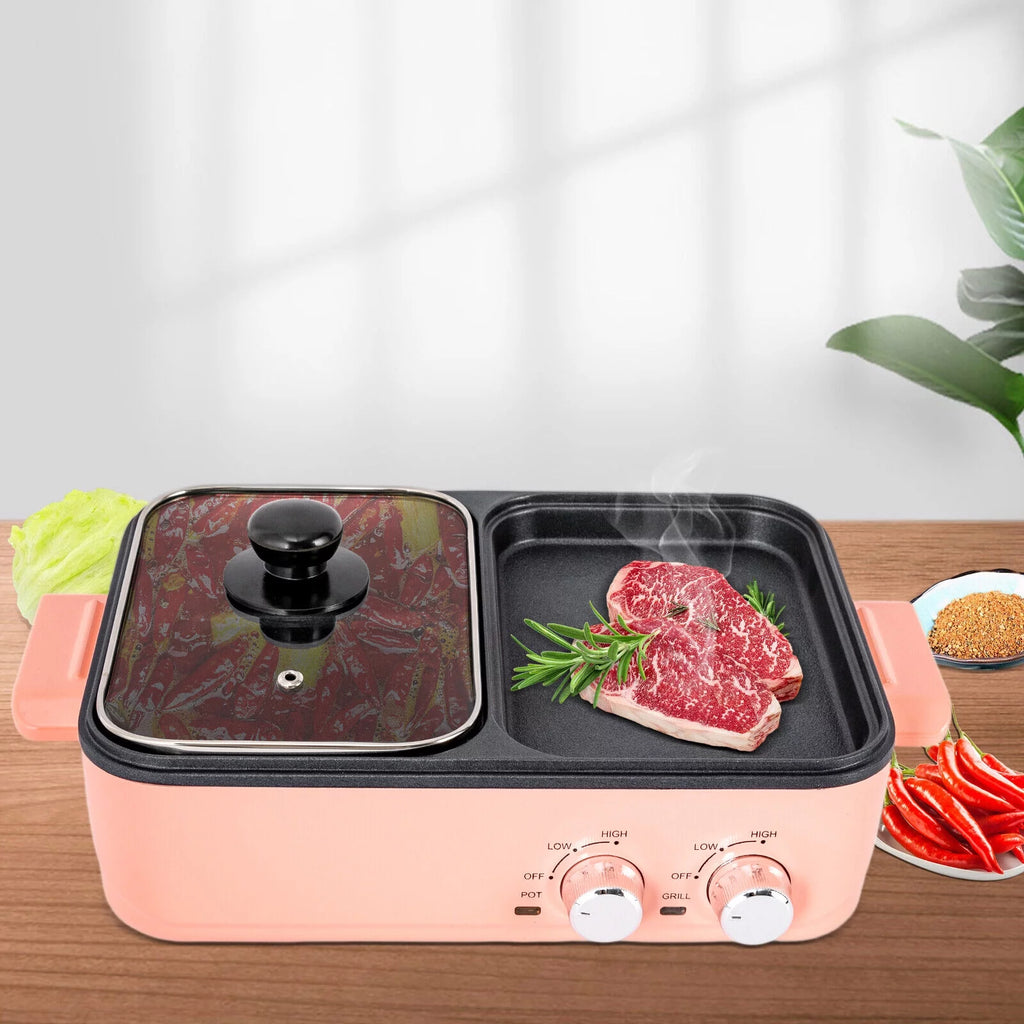 2 in 1 Electric Hot Pot 1500W Non-Stick Korean BBQ Grill S5995