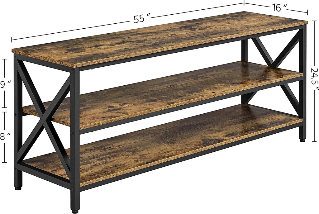 Rustic Brown 63 Inch 3 Tiers TV Stand W728400