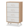 Natural Oak and Whitewashed Wood 4-Drawer Chest D23313