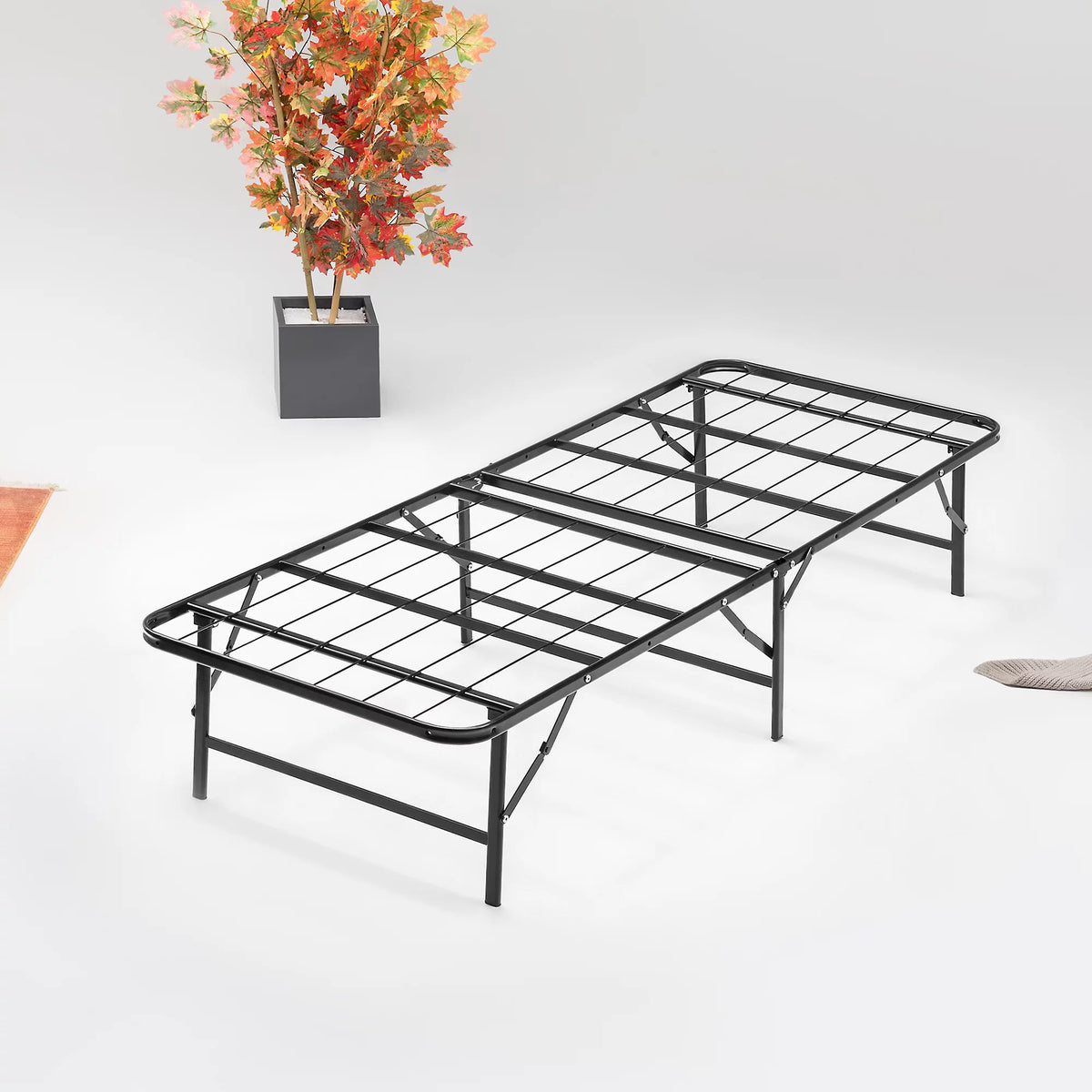 14 Metal Mattress Platform Bed Frame with Steel Slats Twin C5656