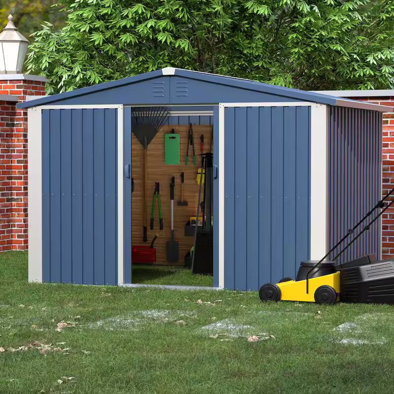 Blue Metal Outdoor Storage Shed with Air Vents U782795