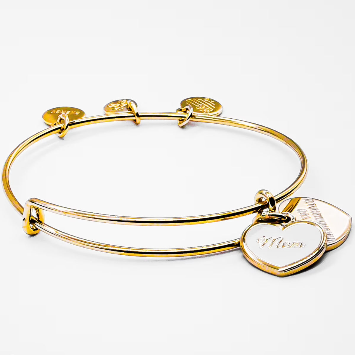 Gold-tone White Pendant Charm Bangle Bracelet N8097