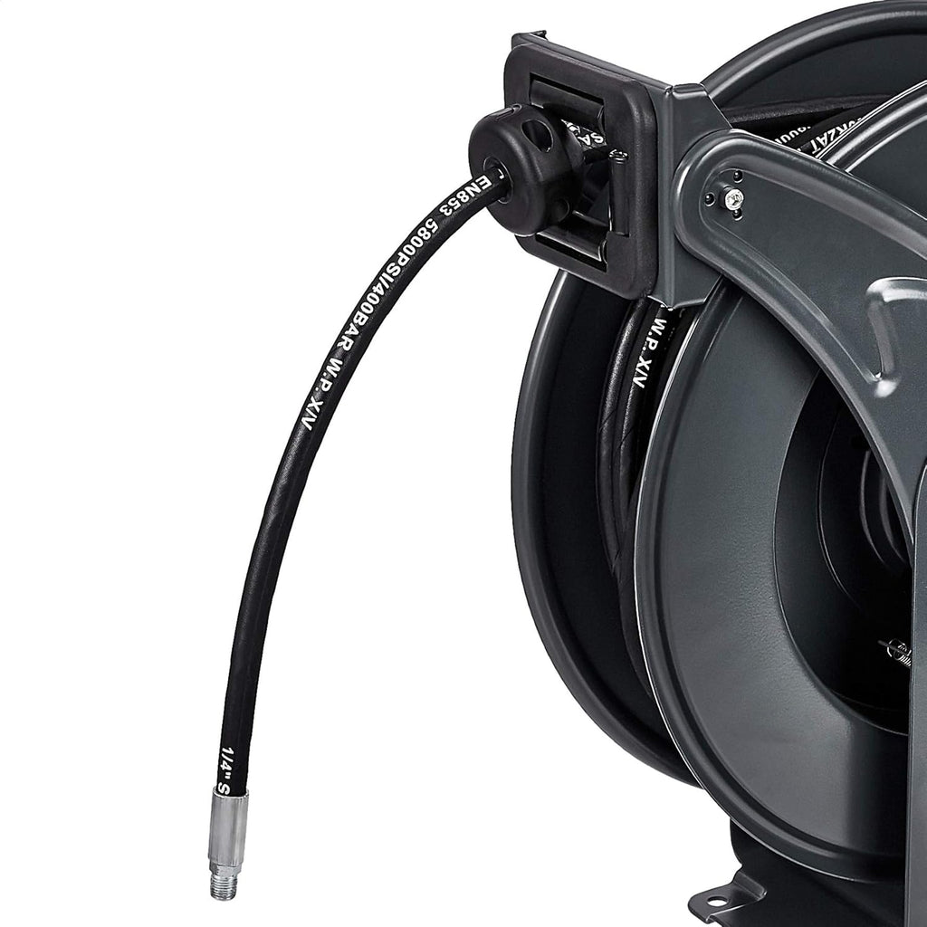 Retractable Heavy Duty Grease Hose Reel 1/4" x 50' High Pressure Hose 5800 PSI J479982