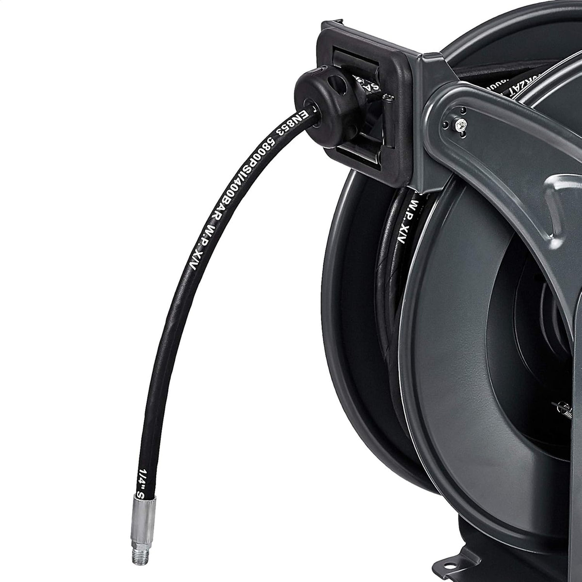 Retractable Heavy Duty Grease Hose Reel 1/4" x 50' High Pressure Hose 5800 PSI J479982