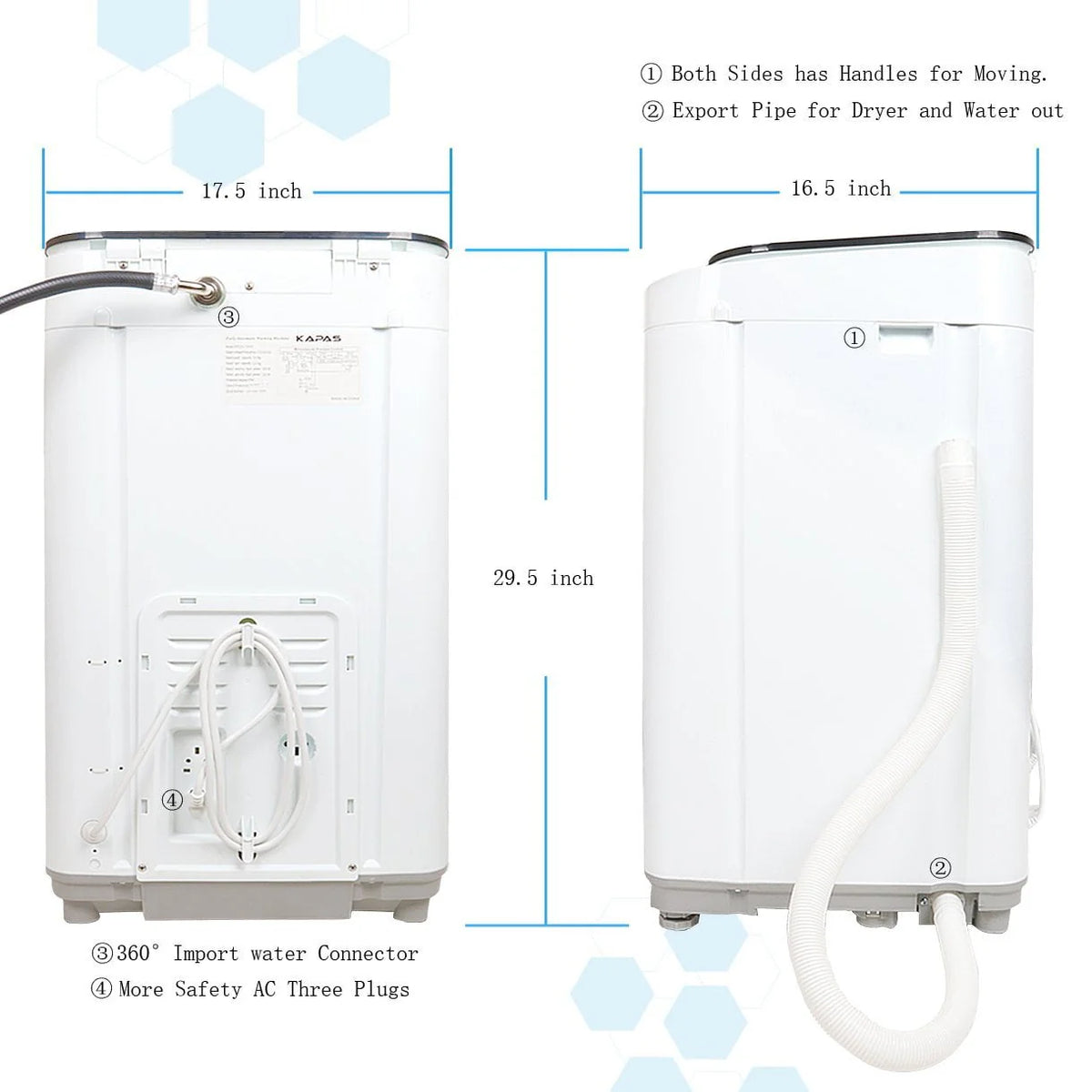 Fully Automatic 2-in-1 Washer & Dryer Machine 8 lbs. Capacity White C8535