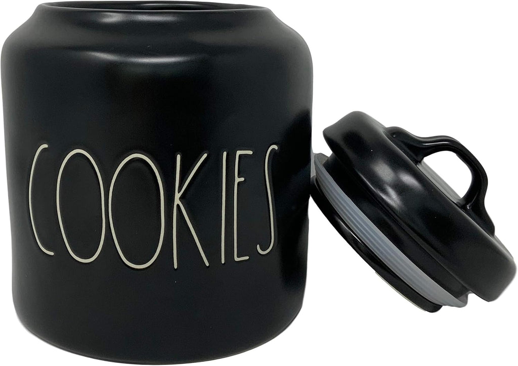 Black Cookie Canister with White Letters, Pack of 2 V42757