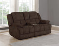 Brown Upholstered Power Loveseat with Console A336152