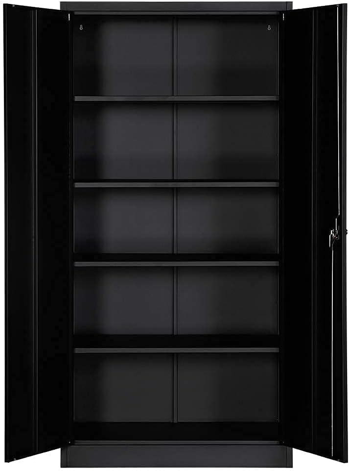 Metal Storage Cabinet with 4 Adjustable Shelves, 72 H, Black S9788