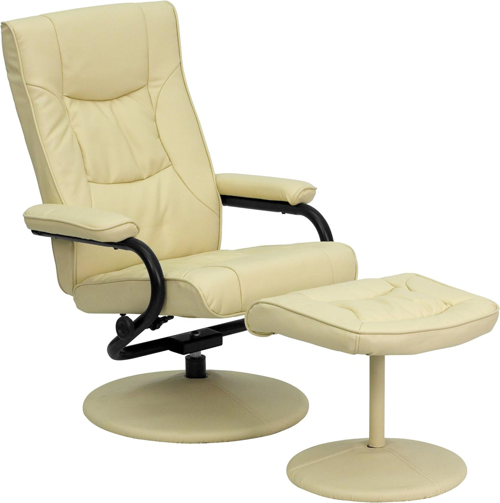 Cream Leathersoft Recliner/Ottoman Q88169
