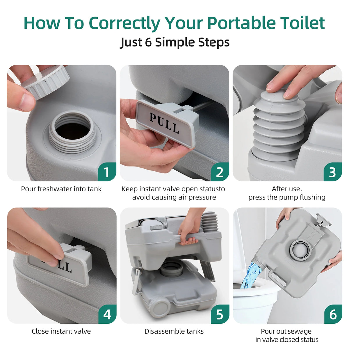 3.2 Gallon Portable Toilet with Press Flush Pump T719723