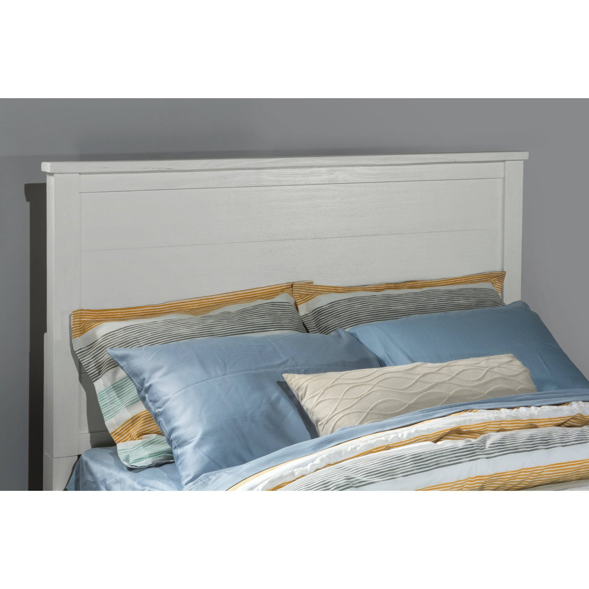 White Full Panel Bed with Trundle F17841