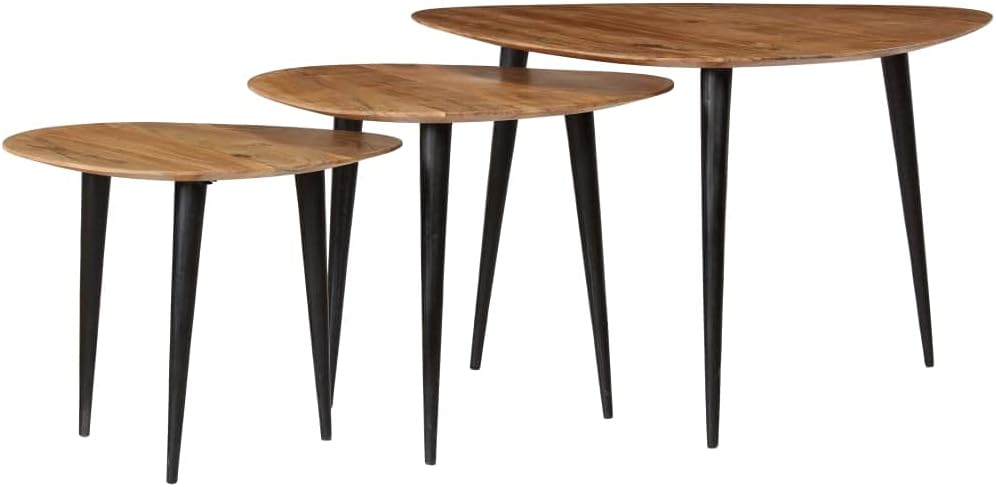Solid Acacia Wood Coffee Table Set 3 Pieces O2049