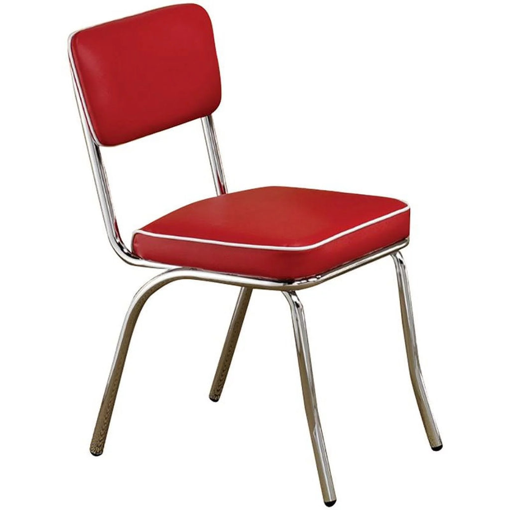 Red and Chrome Dining Side Chair U931