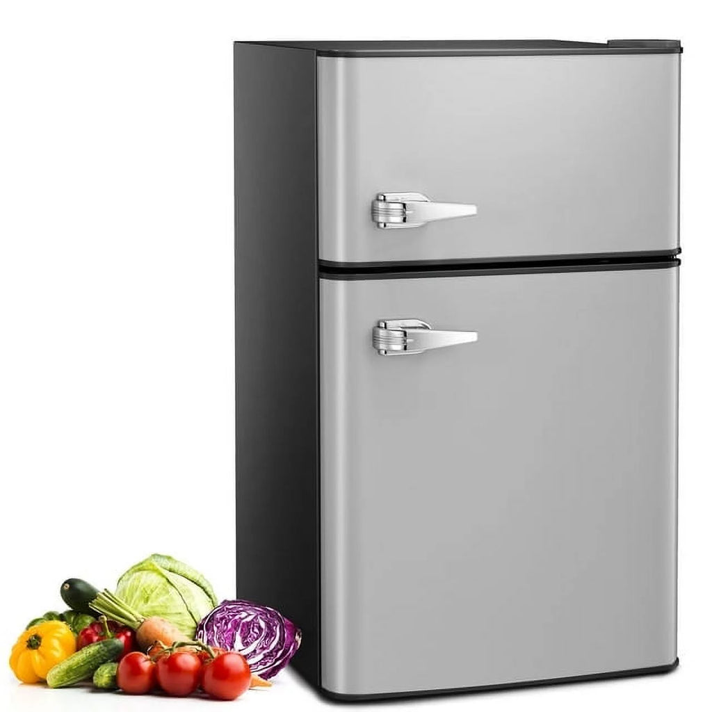 Mini Refrigerator 3.2Cu.Ft Compact Fridge 2-Double Doors with a Freezer X818992
