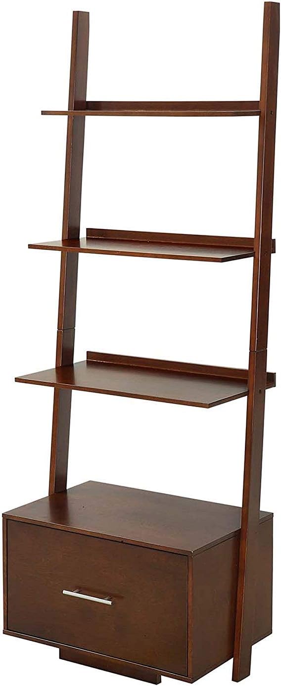 Black Ladder Bookcase with File Drawer D862261