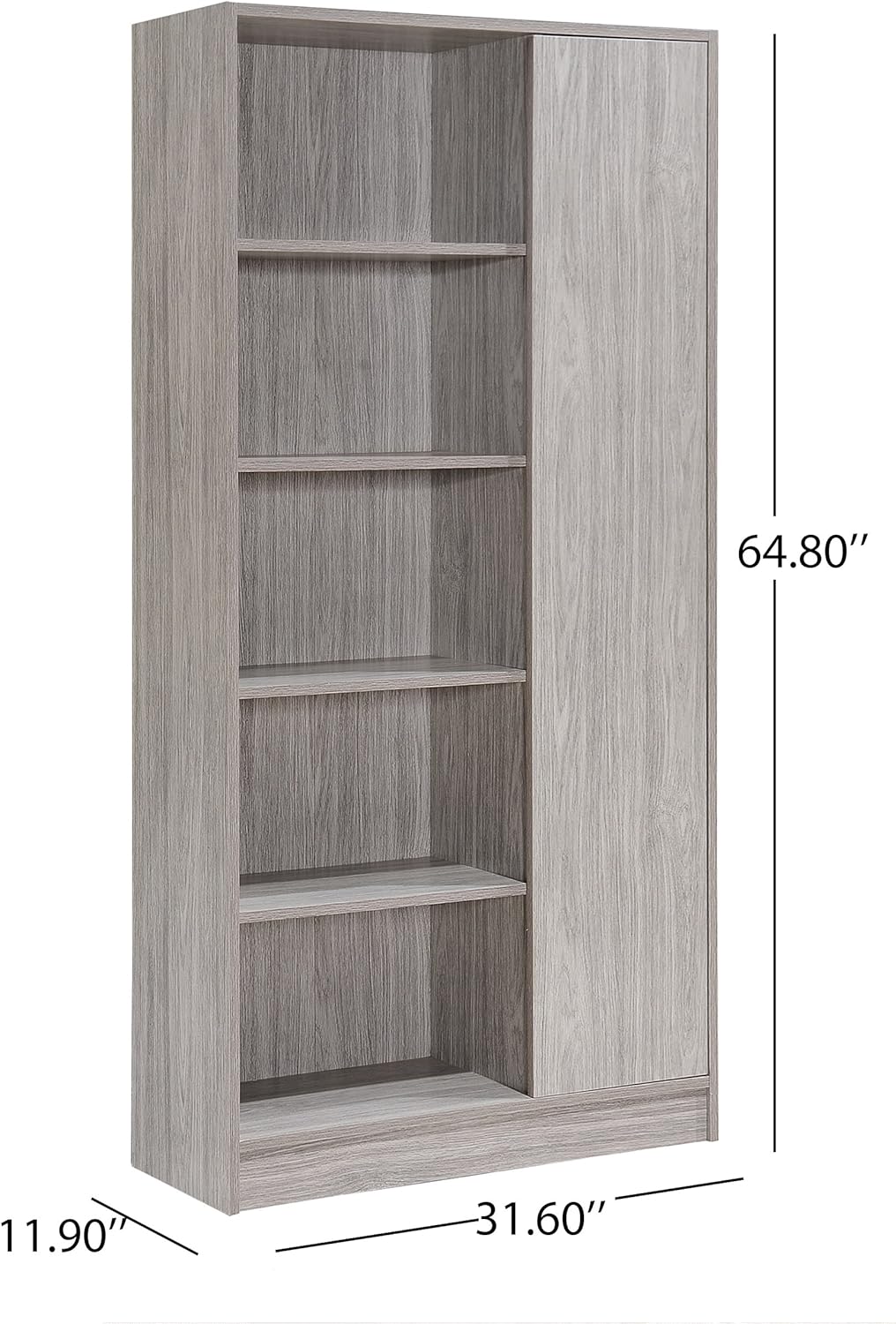 Grey Oak Finish Faux Wood Bookcase Z176