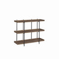 3 Tier Metal Framed Bookcase with Wooden Storage Shelves, Brown and Black H686582
