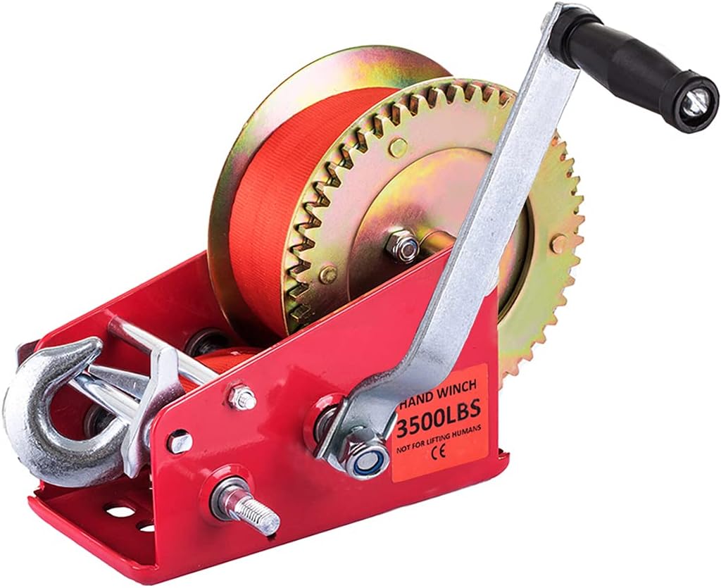 Heavy Duty 3500lbs Manual Crank Towing Winch with Nylon Strap, Pack of 2 O40389