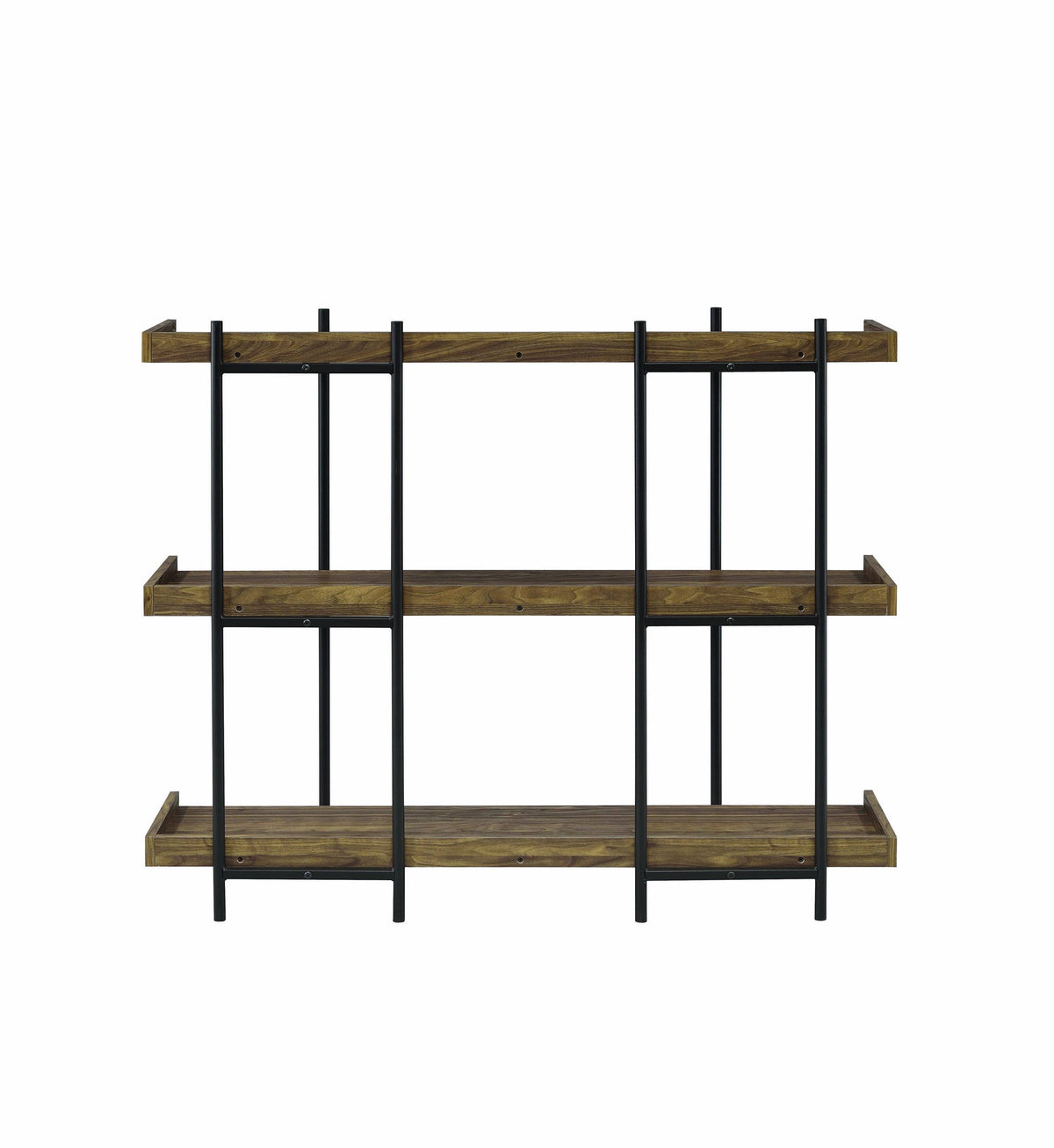 3 Tier Metal Framed Bookcase with Wooden Storage Shelves, Brown and Black H686582