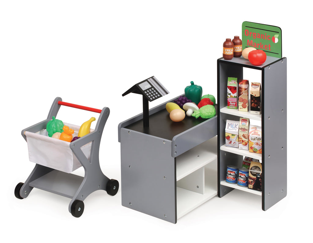 Doll Playset with Shopping Cart and Pretend Food V3816