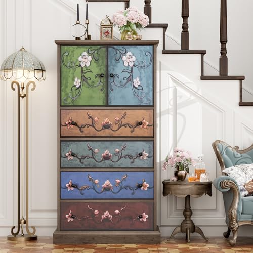 50'' Tall 4 Drawer 2 Door Wood Dresser F383