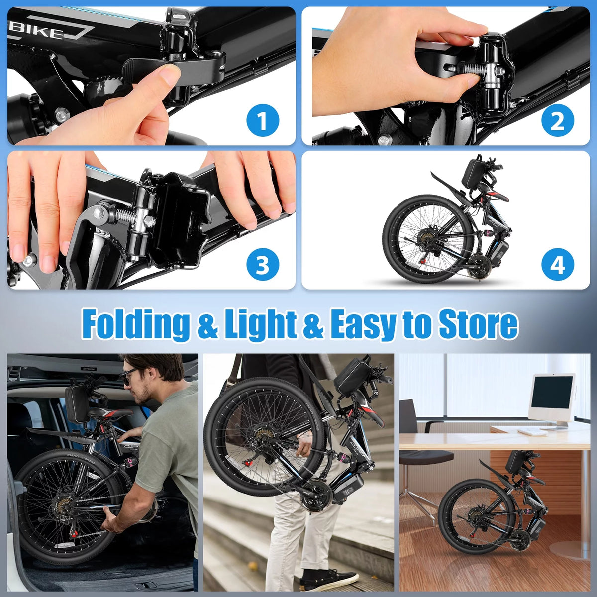 26 In. Folding Electric Bike 500W 21 Speed 48V W47478