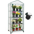 Mini Rolling Greenhouse with Caster Wheels and Shelves C708551