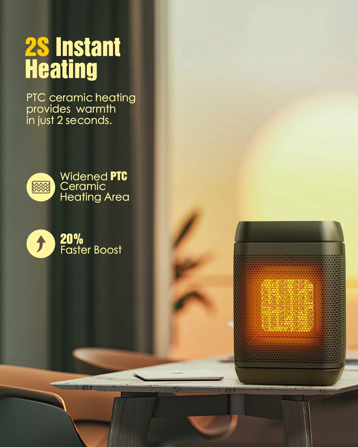 1500W Portable PTC Ceramic Space Heater with Remote Y657