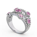 14K White Gold Eternity Band with Natural Diamond Pink Sapphire P155746