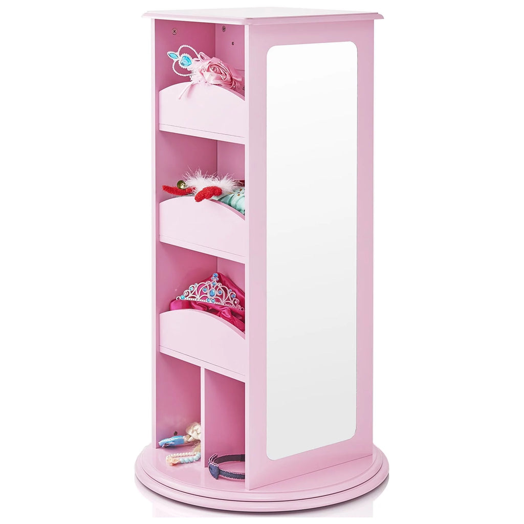 Pink Rotating Dress-Up Storage Armoire with 2 Mirrors S85504