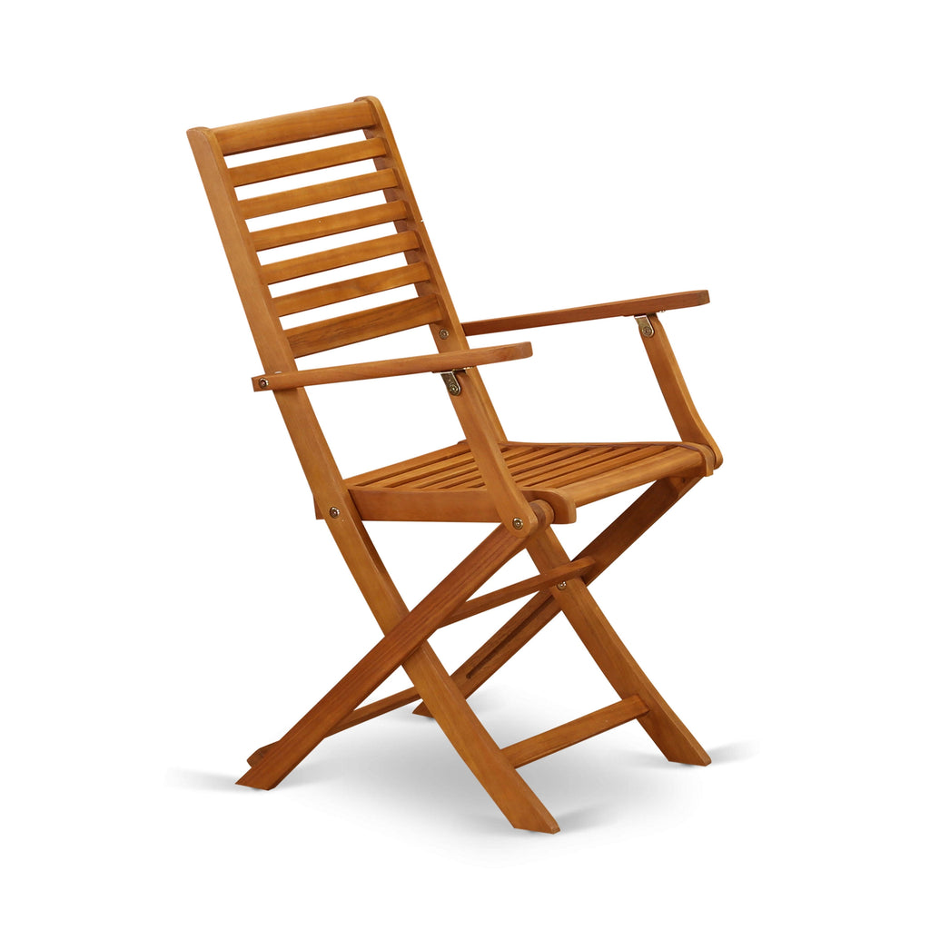 Set of Two Solid Acacia Wood Folding Chair with Arm Rest M6499