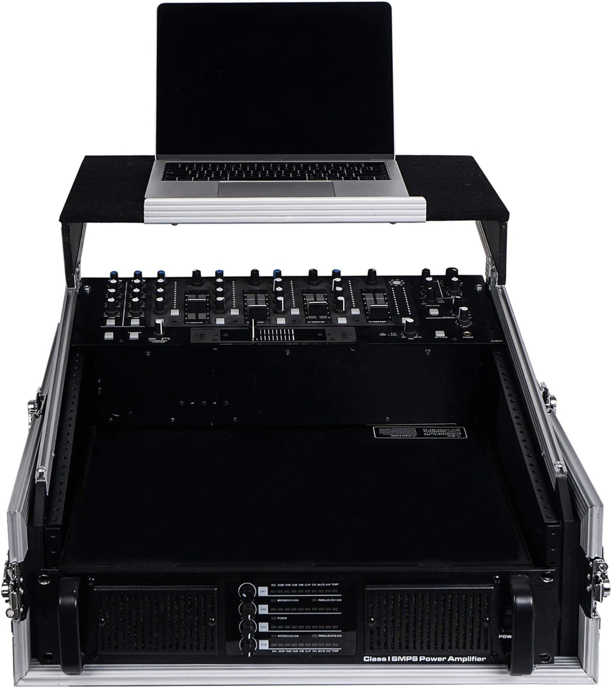 4U PA DJ Rack Road Case with 11U Slant Mixer Top, 20’’ Rackable Depth, 4-Space Size V7349