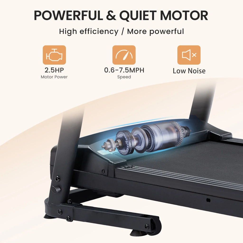 2.5HP Foldable Electric Treadmill with Shock-Absorbent Deck E32846