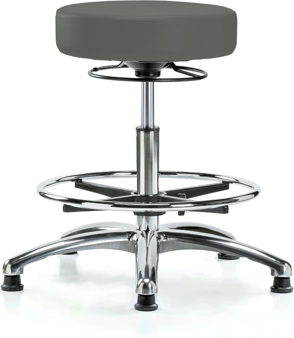 Black Fabric Adjustable Swivel Stool with Footring C519