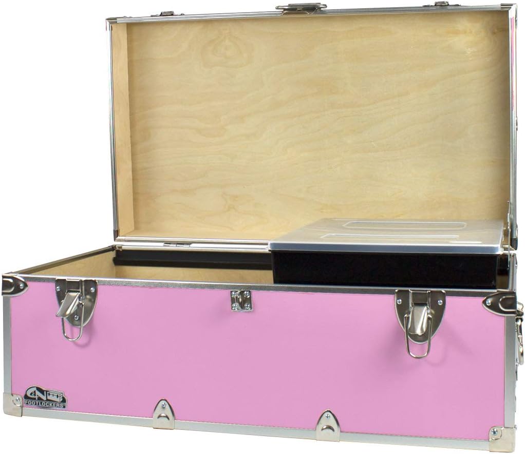 Gray Footlocker Storage Chest with Organizer Tray P1297