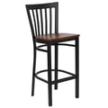 Black Metal Barstool with Cherry Wood Seat A523