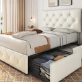 Black Queen Upholstered Bed Frame with 3 Drawers Storage G889754