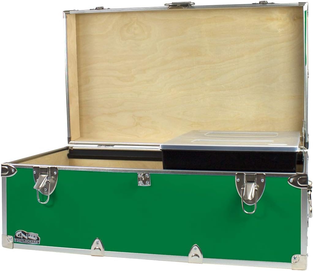 Gray Footlocker Storage Chest with Organizer Tray P1297