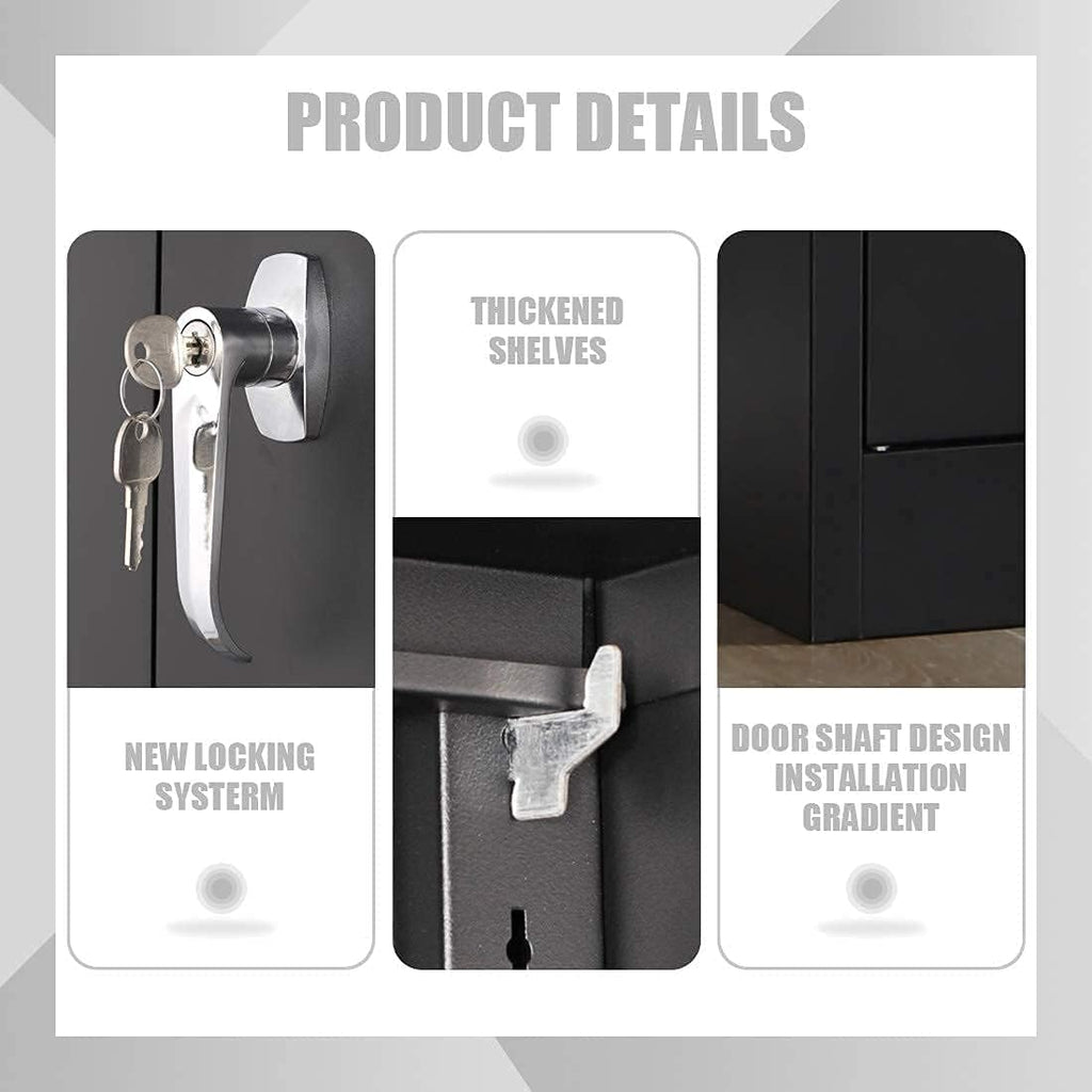 Metal Storage Cabinet with 4 Adjustable Shelves, 72 H, Black S9788
