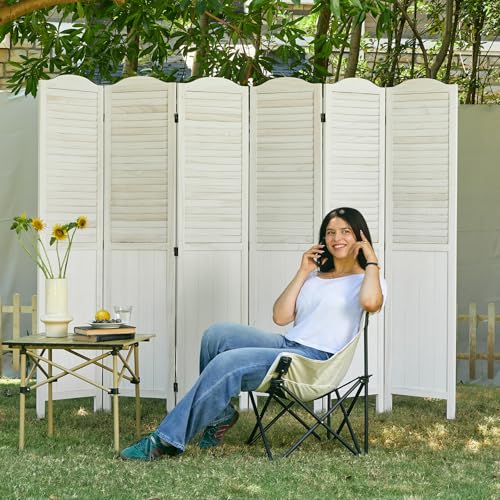 5.75Ft 4 Panel Wooden Louver Room Divider I507141