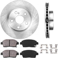 Premium 5 Lug Brake Disc Rotors with Ceramic Brake Pads and Clips W7394