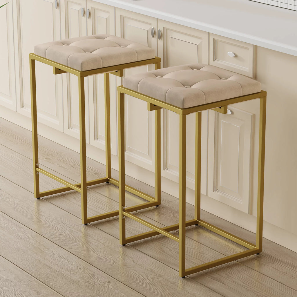 Velvet Tufted Bar Stool Set of 2 D1224