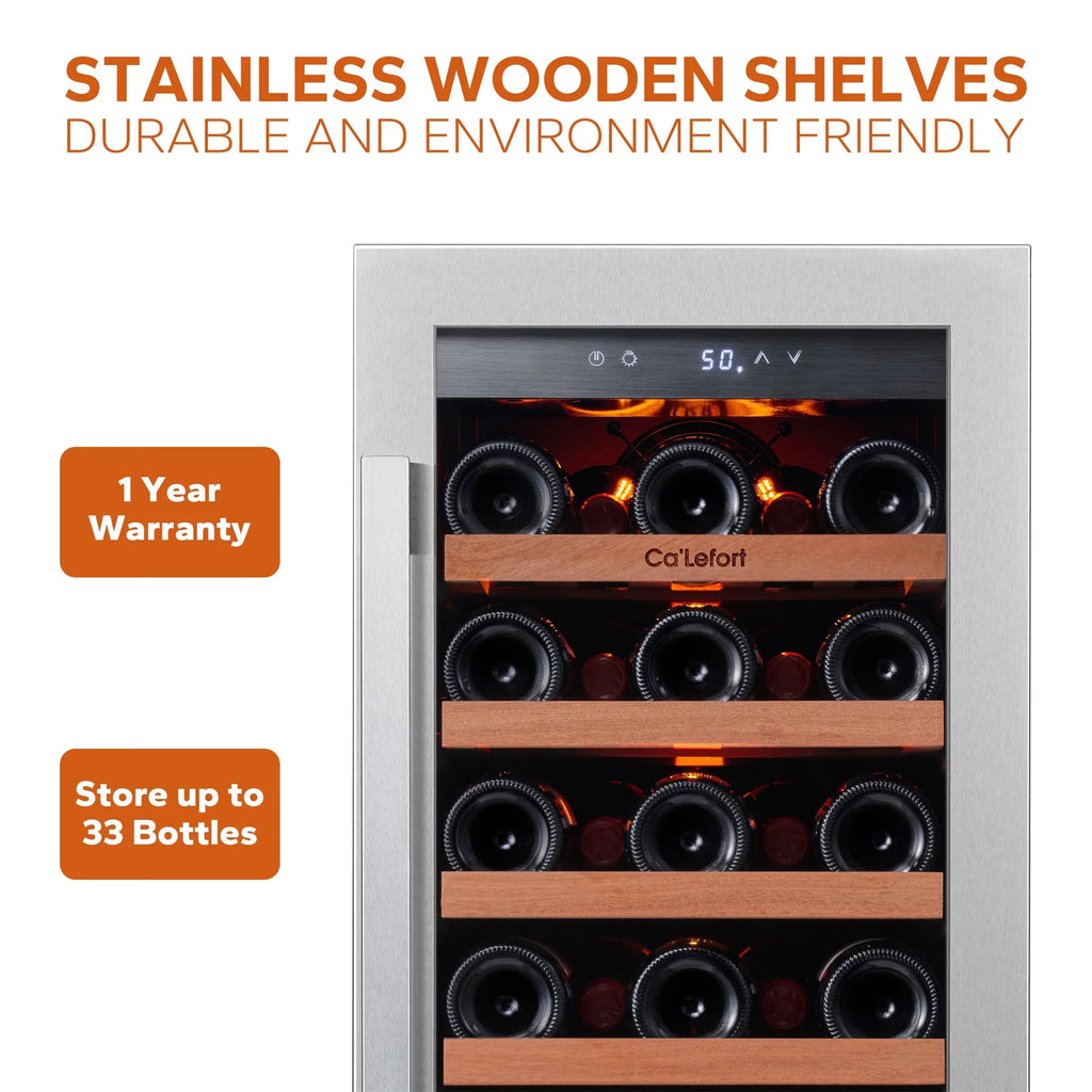 24 inch 54 Bottle Stainless Steel Wine Cooler B605